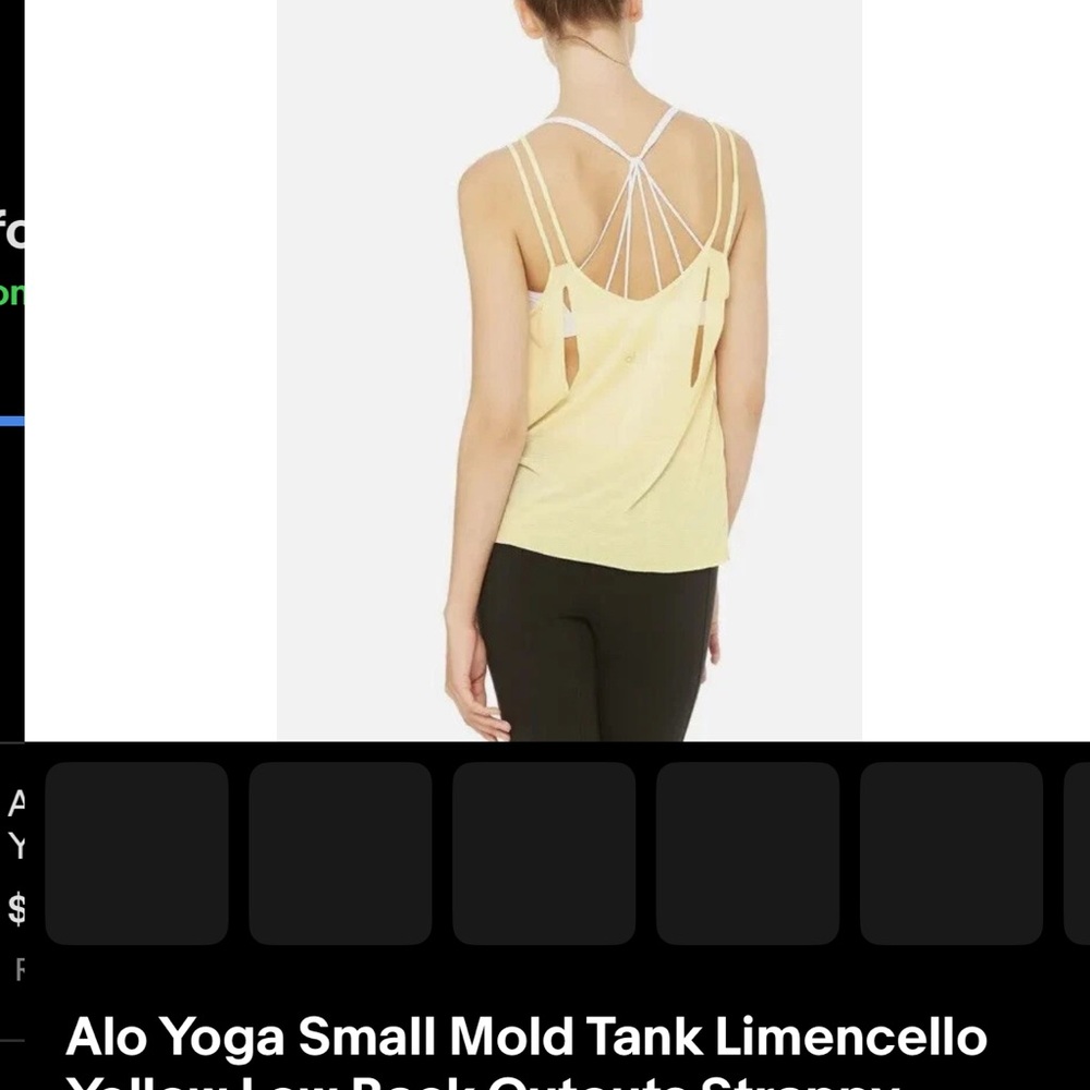 ALO Yoga Yellow Backless Tank Top Relaxed Fit